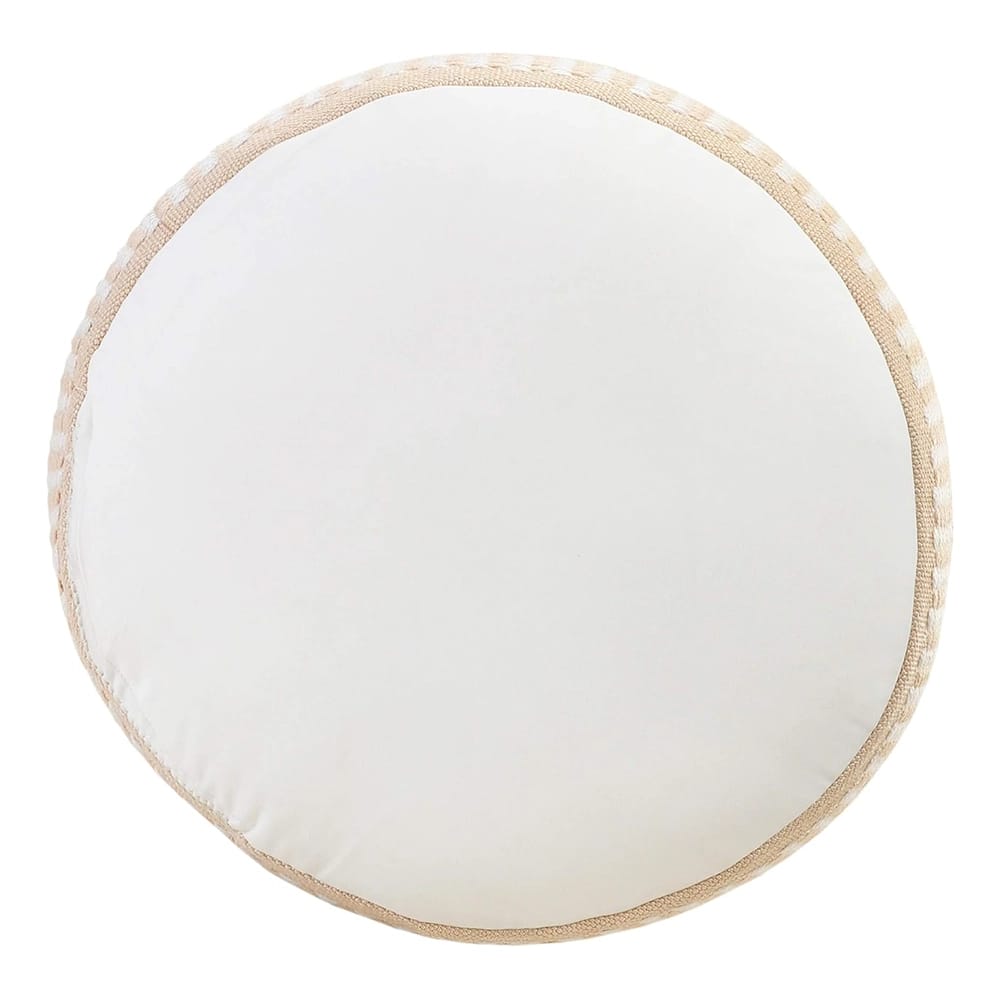 LR Home Geometric Indoor/Outdoor Pouf, Peach/White
