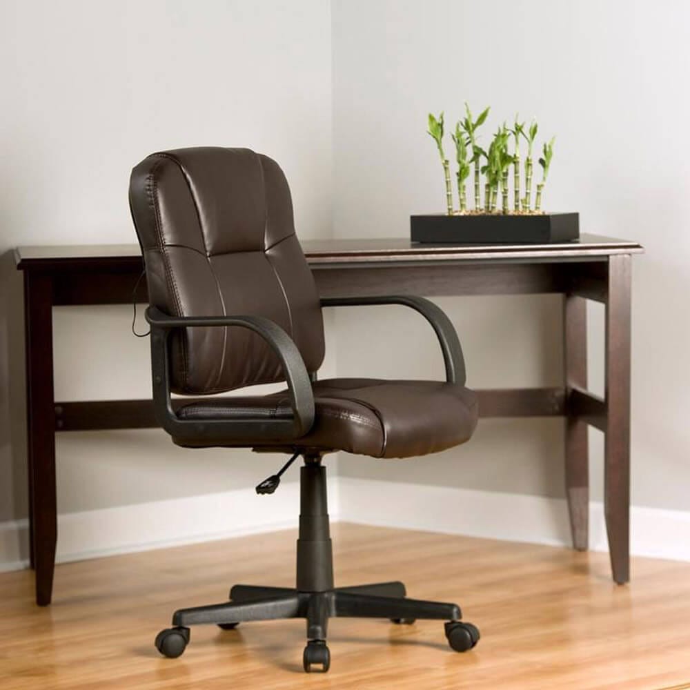 Relaxzen Leather Mid-Back Chair with 2-Motor Massage