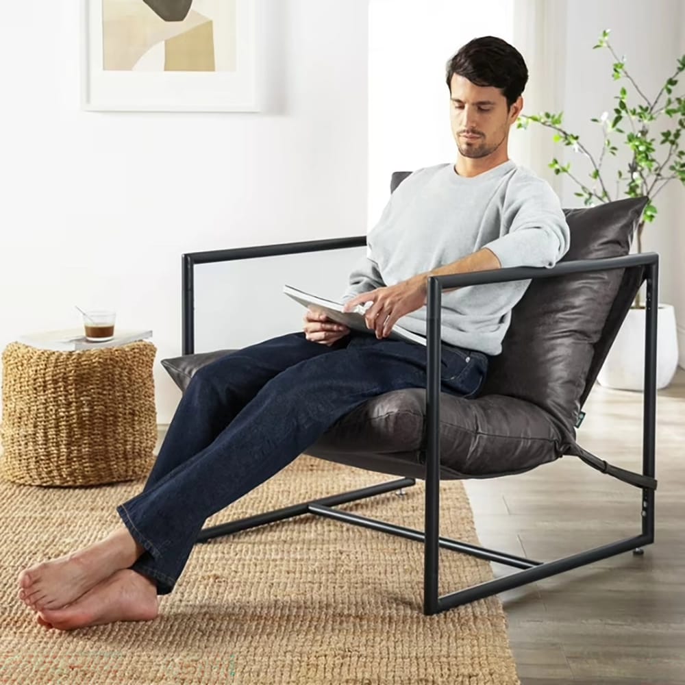 Zinus Aidan Faux Leather Sling Chair, Gray