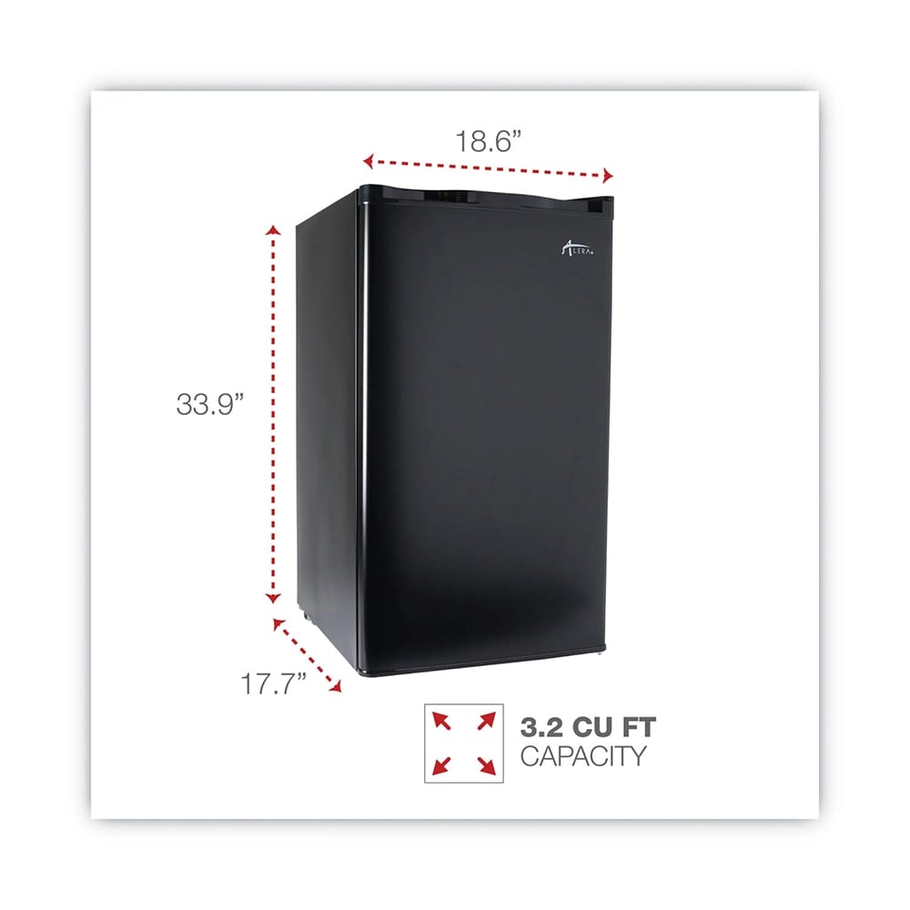 Alera Compact Refrigerator with Chiller Compartment, Black, 3.2 cu ft