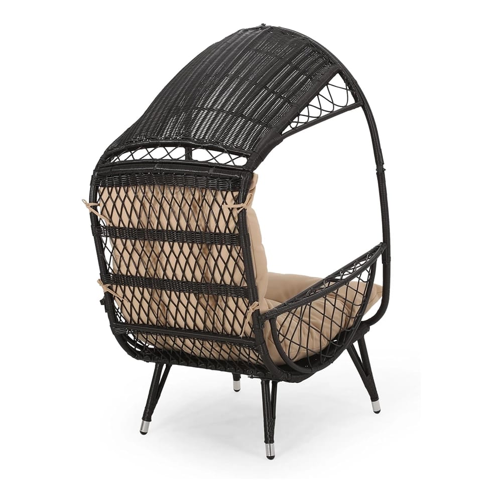Outdoor Wicker Basket Chair with Cushions, Brown