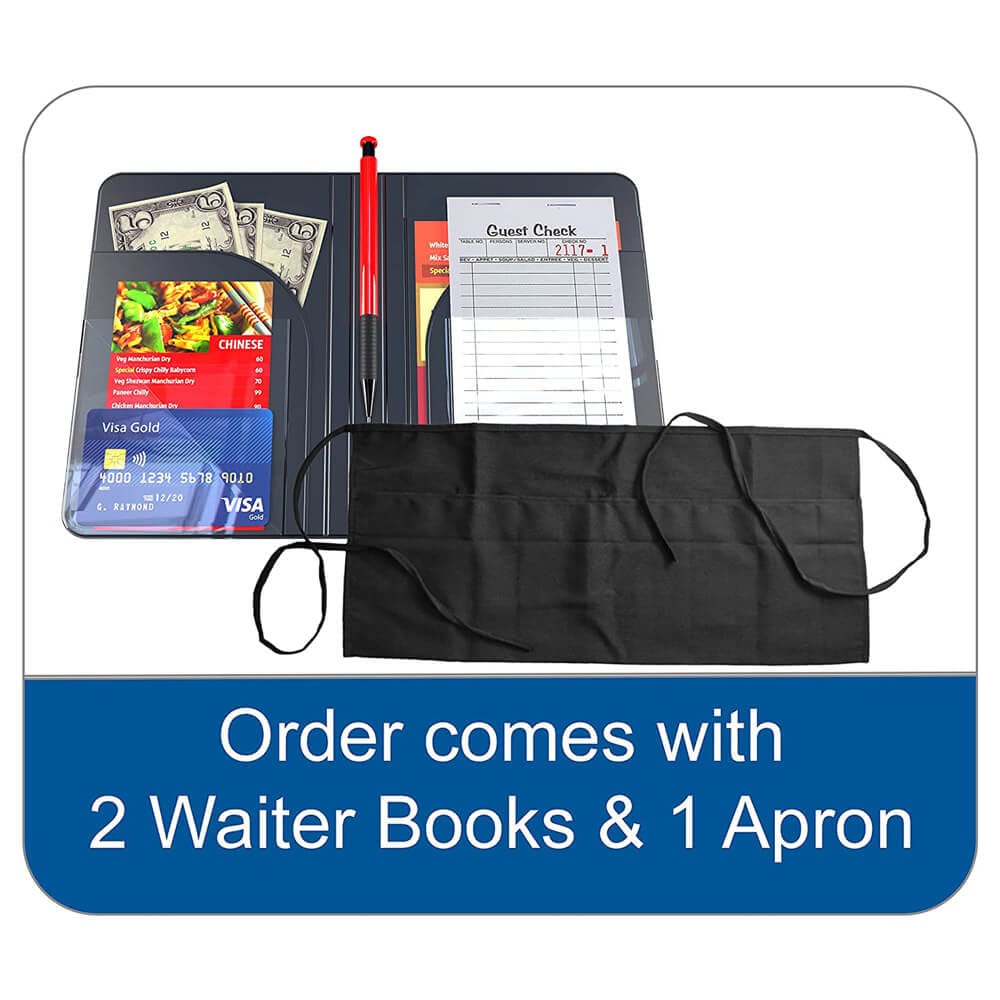 Waitstaff Apron with 2 Server Books, Black