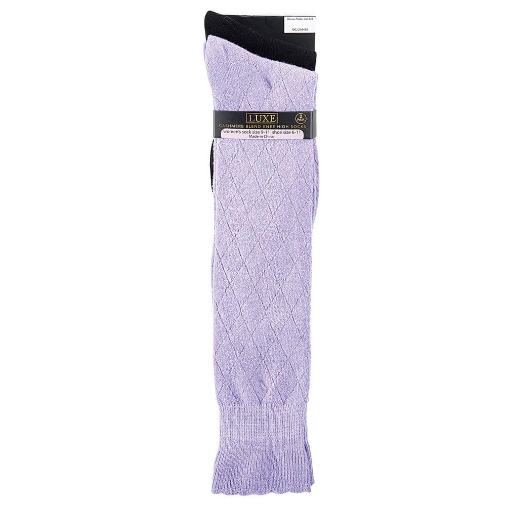 Luxe Women's Cashmere Blend Knee High Sock, 2 Pair