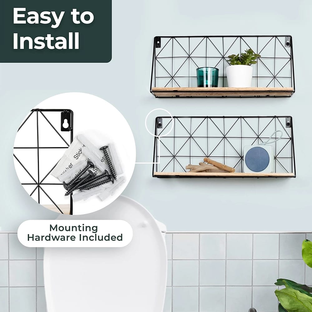 Greenco Geometric Flotaing Shelves, Set of 2