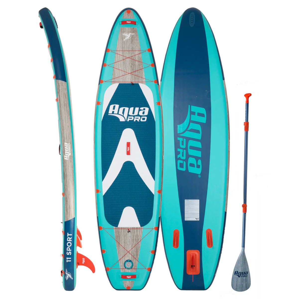 Aqua Pro 11' Halcyon Sport Inflatable Paddle Board with Backpack and Pump, Blue