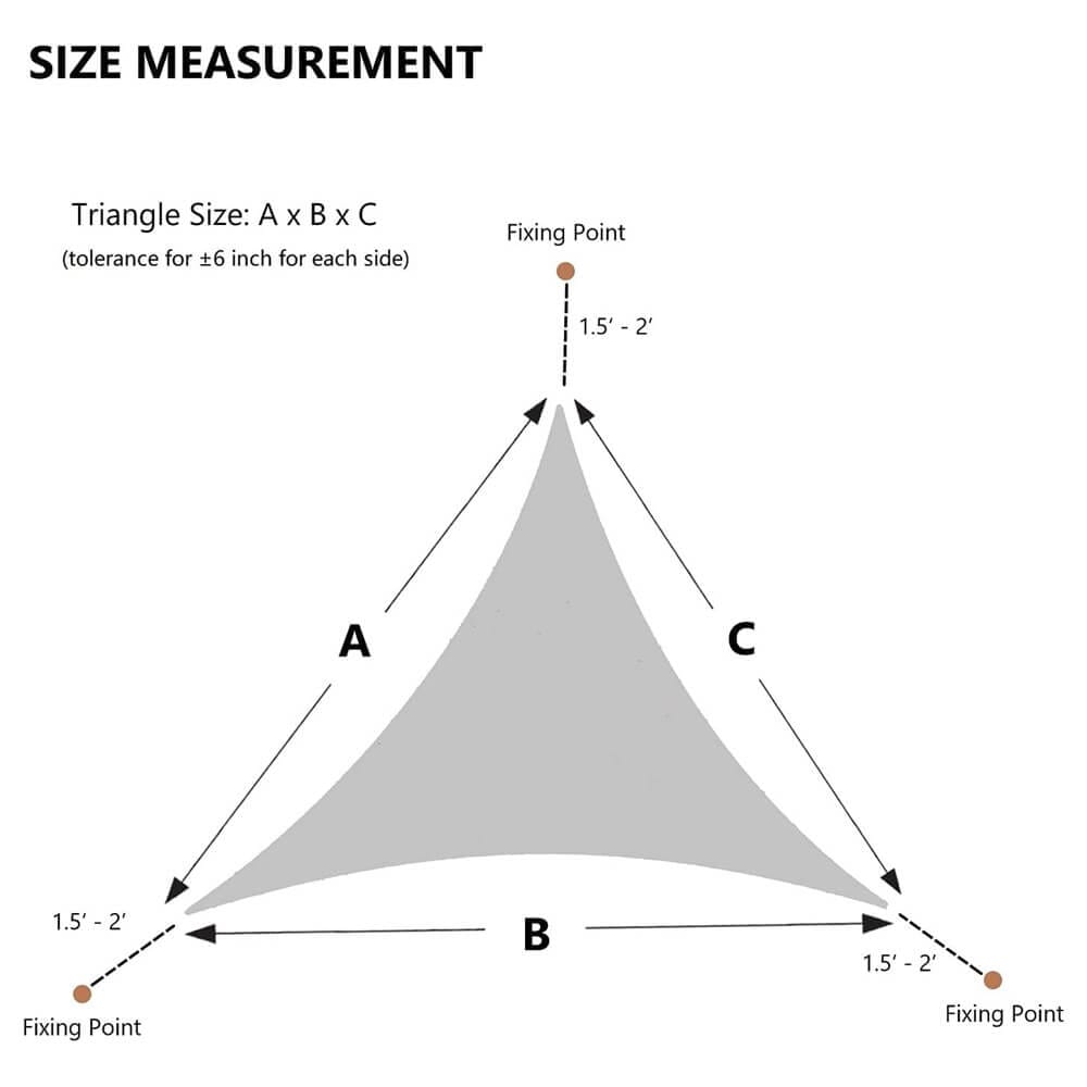 AsterOutdoor Triangular Sun Shade Sail, 12' x 12' x 12', Terra