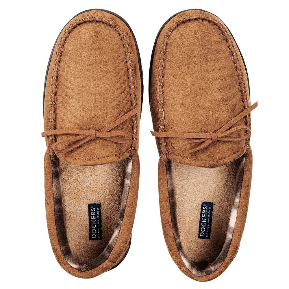 Dockers Men's Microsuede Boater Moccasin Slippers, Tan