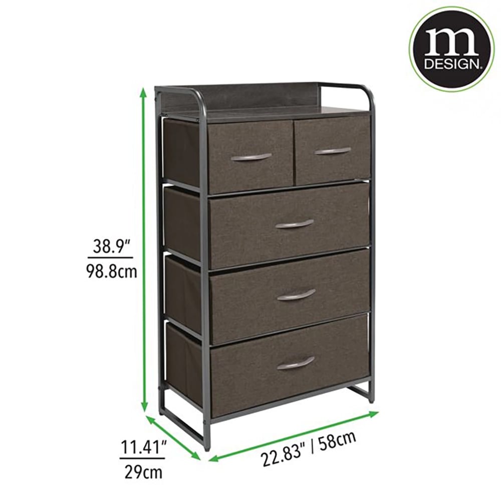 mDesign 5-Drawer Dresser, Charcoal/Graphite