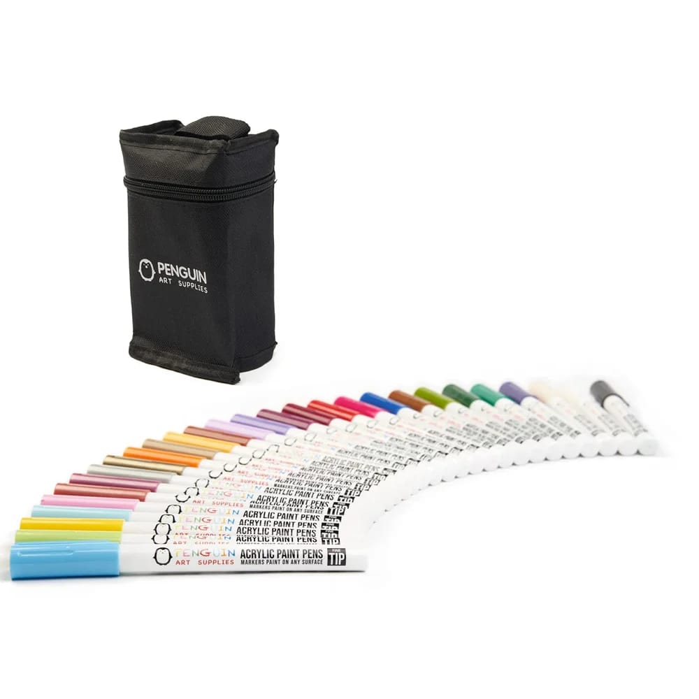 Penguin Art Supplies Fine Tip Acrylic Paint Pens, 28 Pack