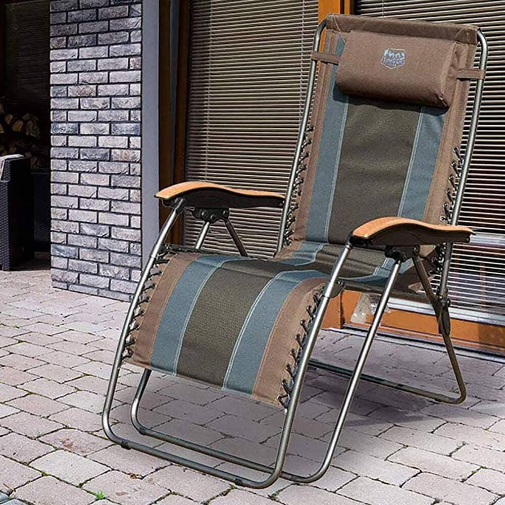 Timber Ridge Zero Gravity Oversized Folding Lounge Chair with Side Table and Cup Holder, Earth