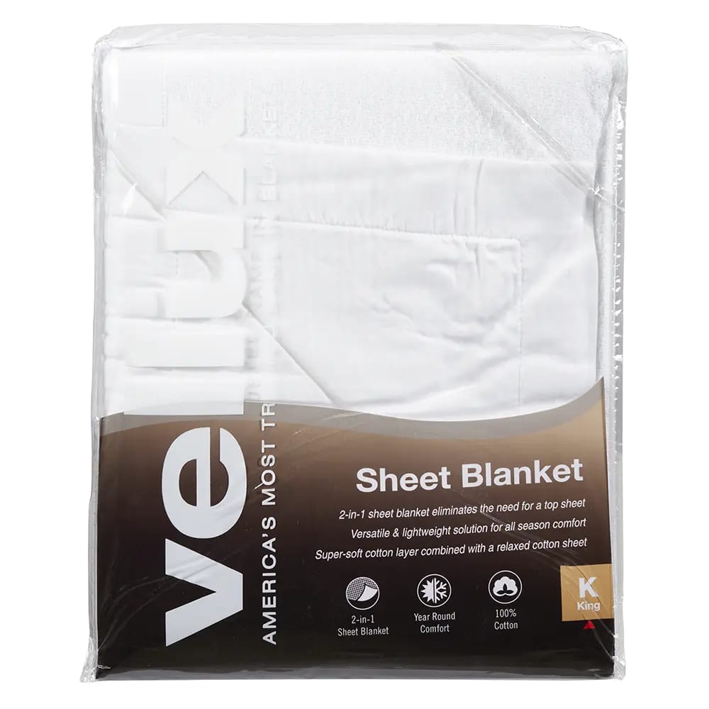 Vellux Cotton 2-in-1 King Sheet Blanket, White