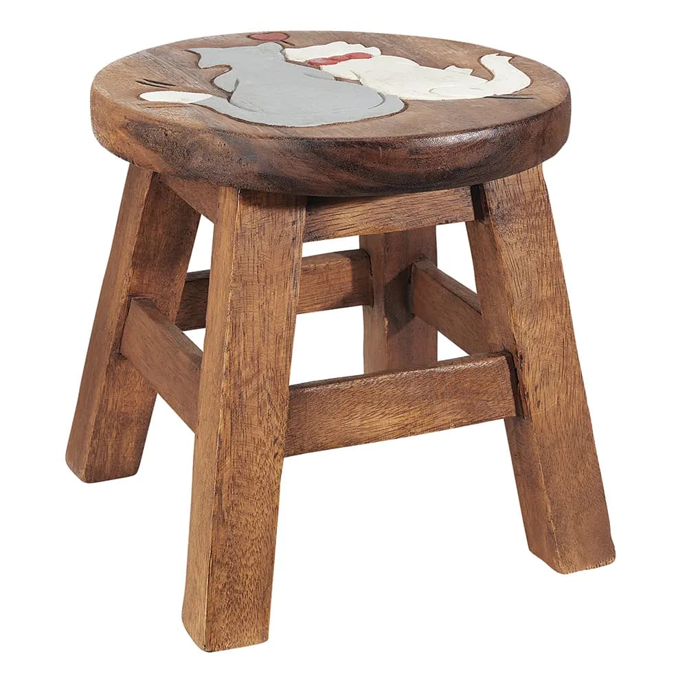 Hand Carved Kids Stool, 4-Pack
