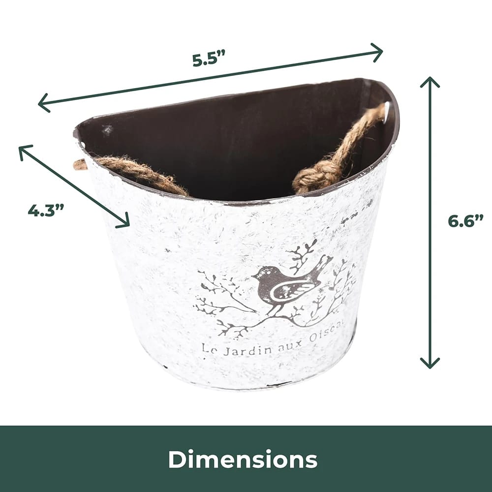 Window Garden Galvanized Flower Buckets, White, Set of 3