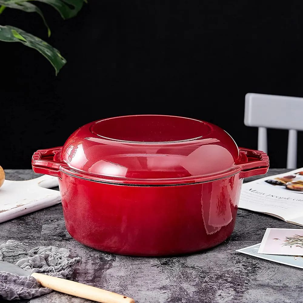 Bruntmor 7-Quart Enameled Cast Iron Dutch Oven, Red