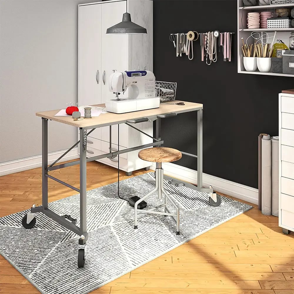 Cosco Smartfold Portable Folding Work Desk, Tan