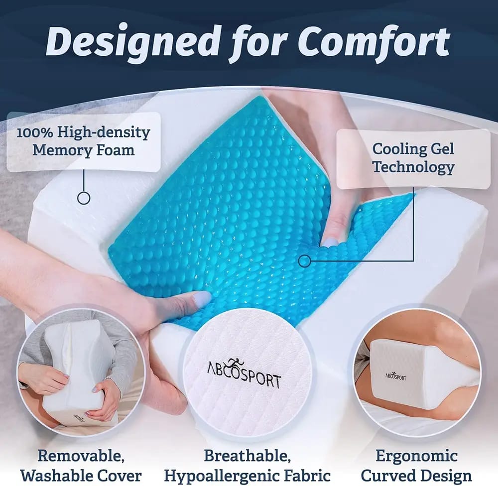 AbcoSport Memory Foam Knee Pillow with Cooling Gel