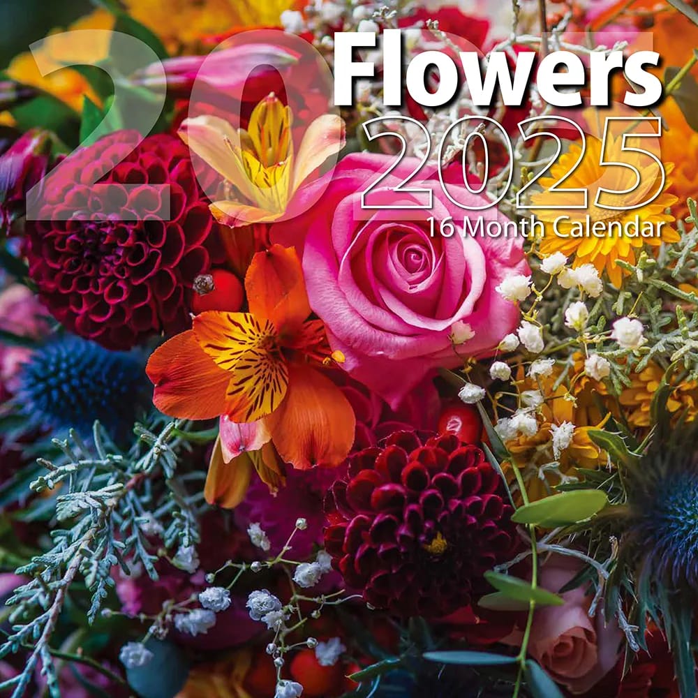 2025 Flowers Themed 16 Month Wall Calendar, 12"