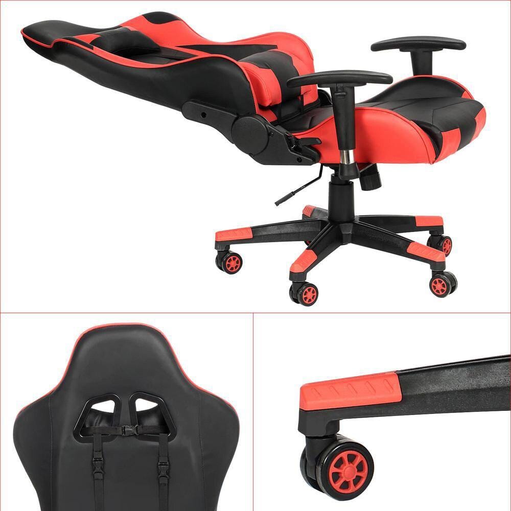 Ergonomic Gaming Chair with Headrest, Red