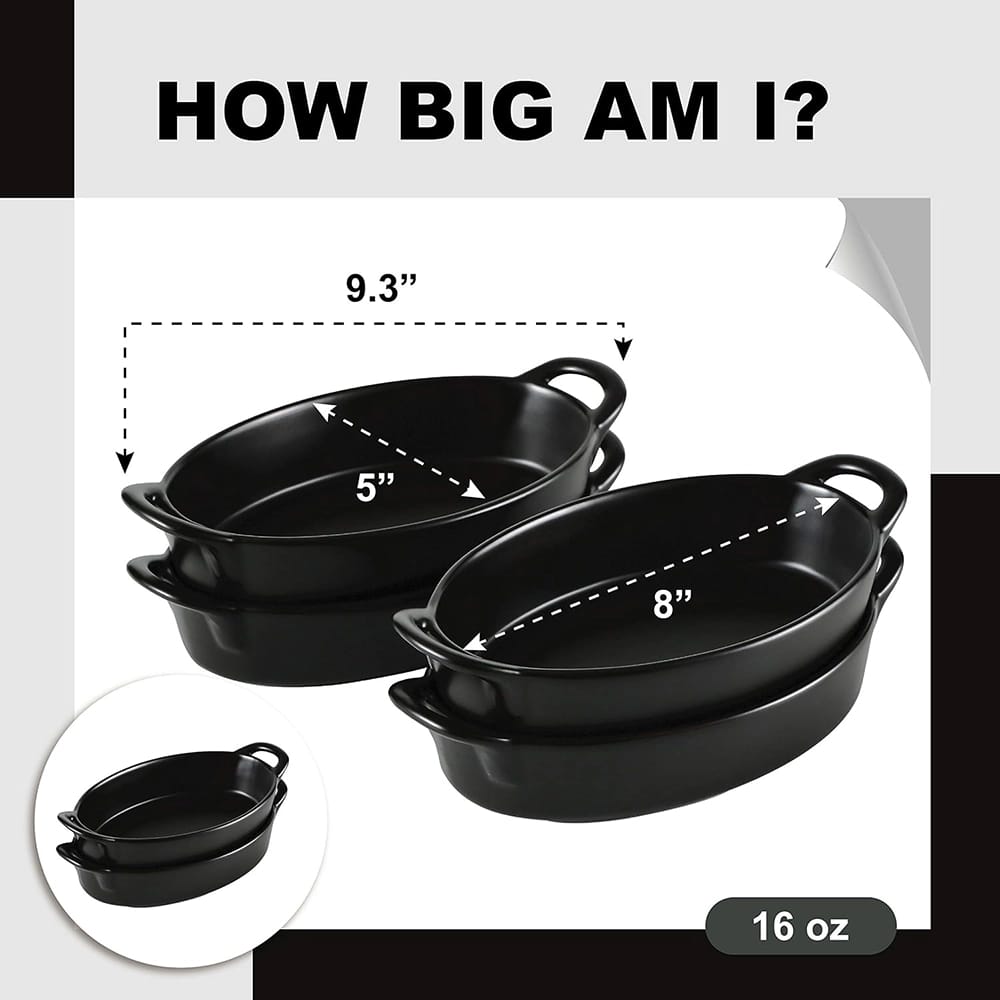 Bruntmor Porcelain Ceramic Pie Pan, Black, Set of 4