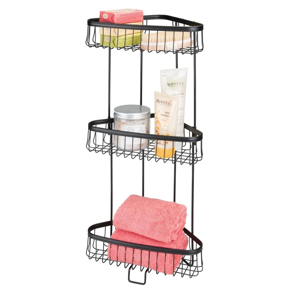 mDesign 3-Tier Shower Shelf, Black