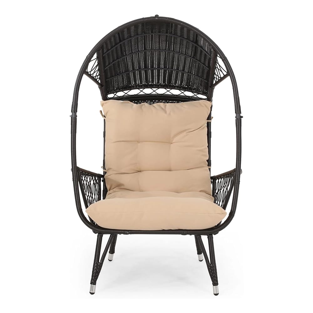 Outdoor Wicker Basket Chair with Cushions, Brown