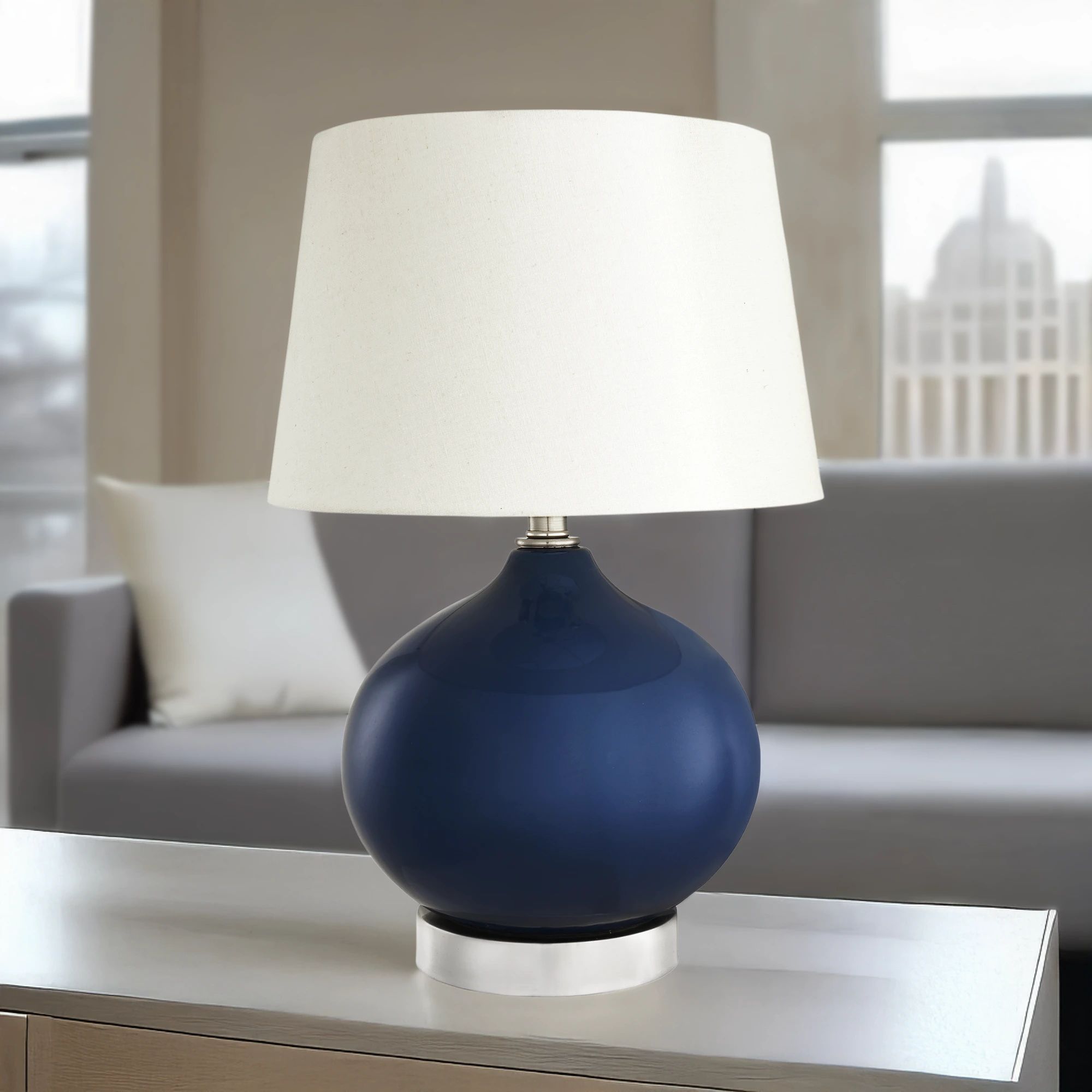 Stone & Beam Ceramic Bedside Table Lamp, Slate Blue