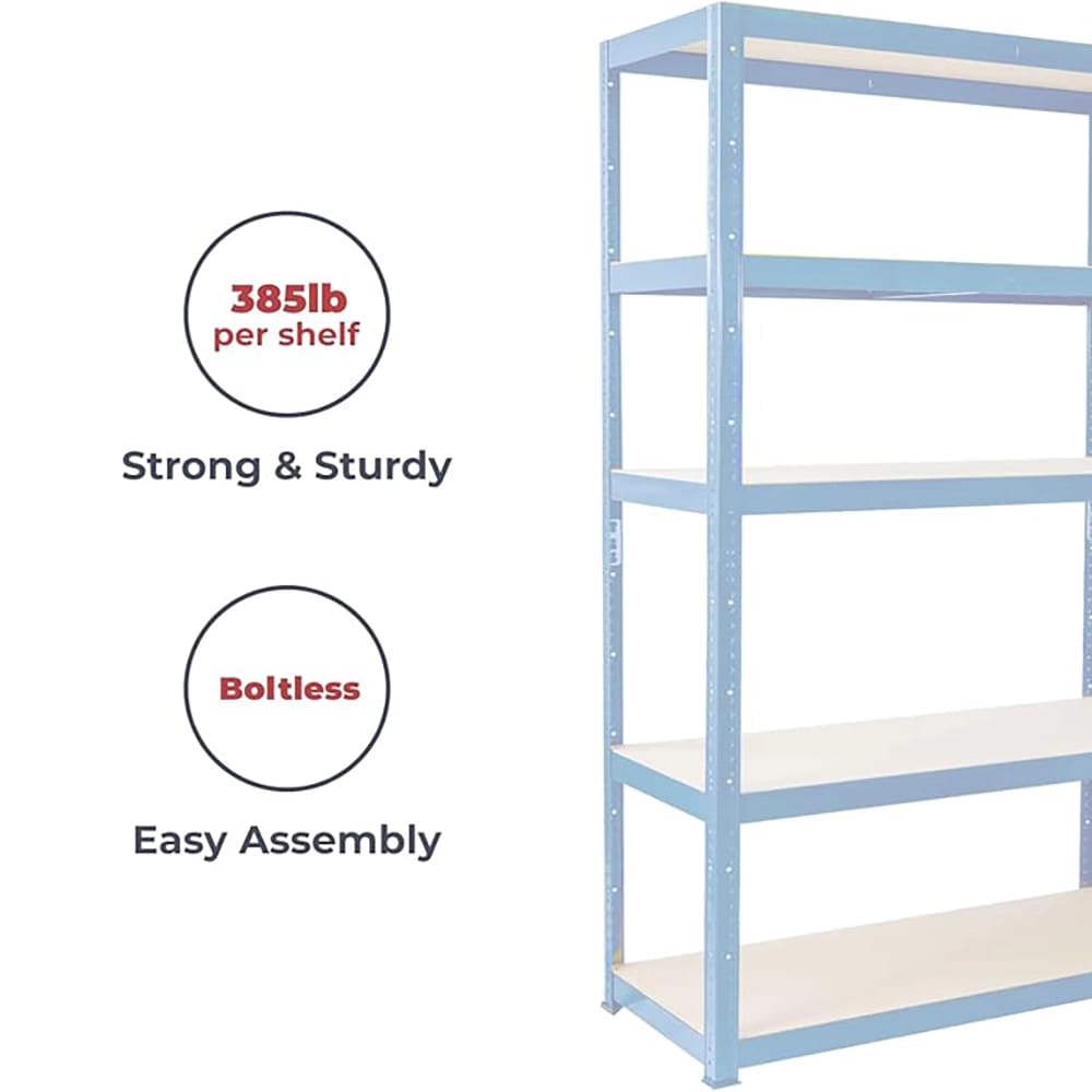 G-Rack 5-Tier Garage Shelving Unit, 35" x 18" x 71", Blue
