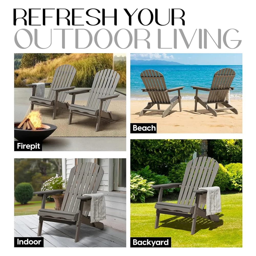 Idzo Outdoor Adirondack Chairs, 2-Piece, Gray