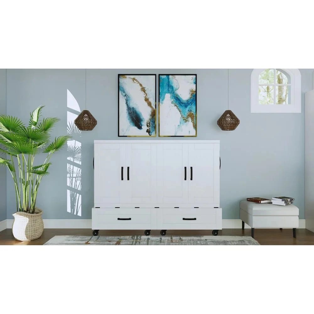 RoomAndLoft Murphy Cabinet Bed, Queen, White