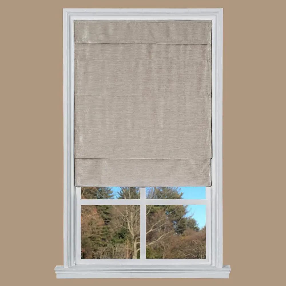 Cordless Fabric Flat Roman Shade, French Taupe, 39" x 64"