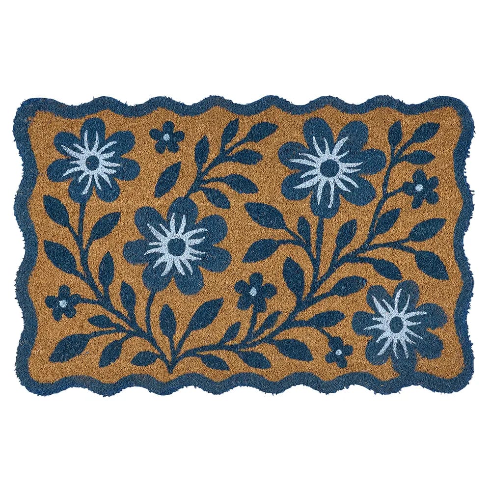 Floral Coir Doormat, 23" x 35"