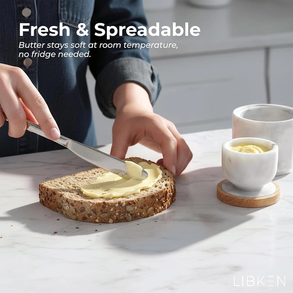 Libken French Butter Crock, Marble