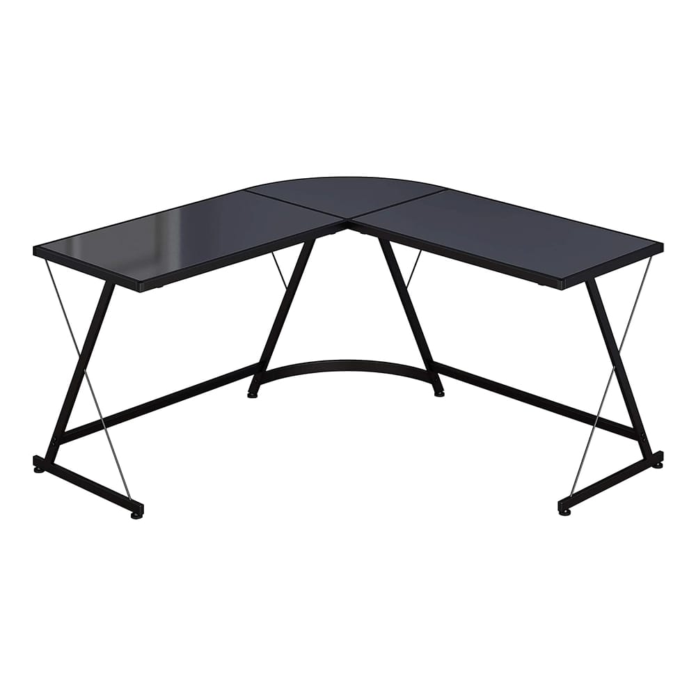 SHW Vista Corner L Desk, Nickel Silver