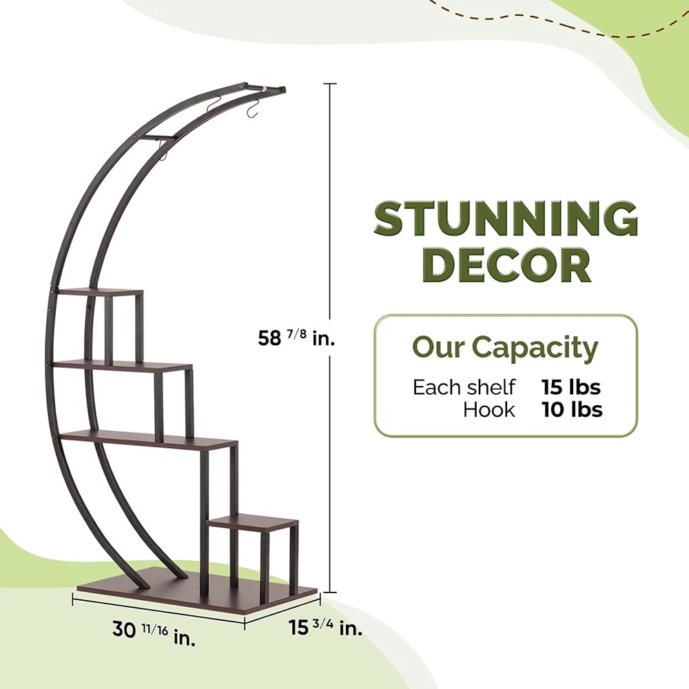 Idzo 2-Piece 5-Tier Metal Half Moon Plant Stand
