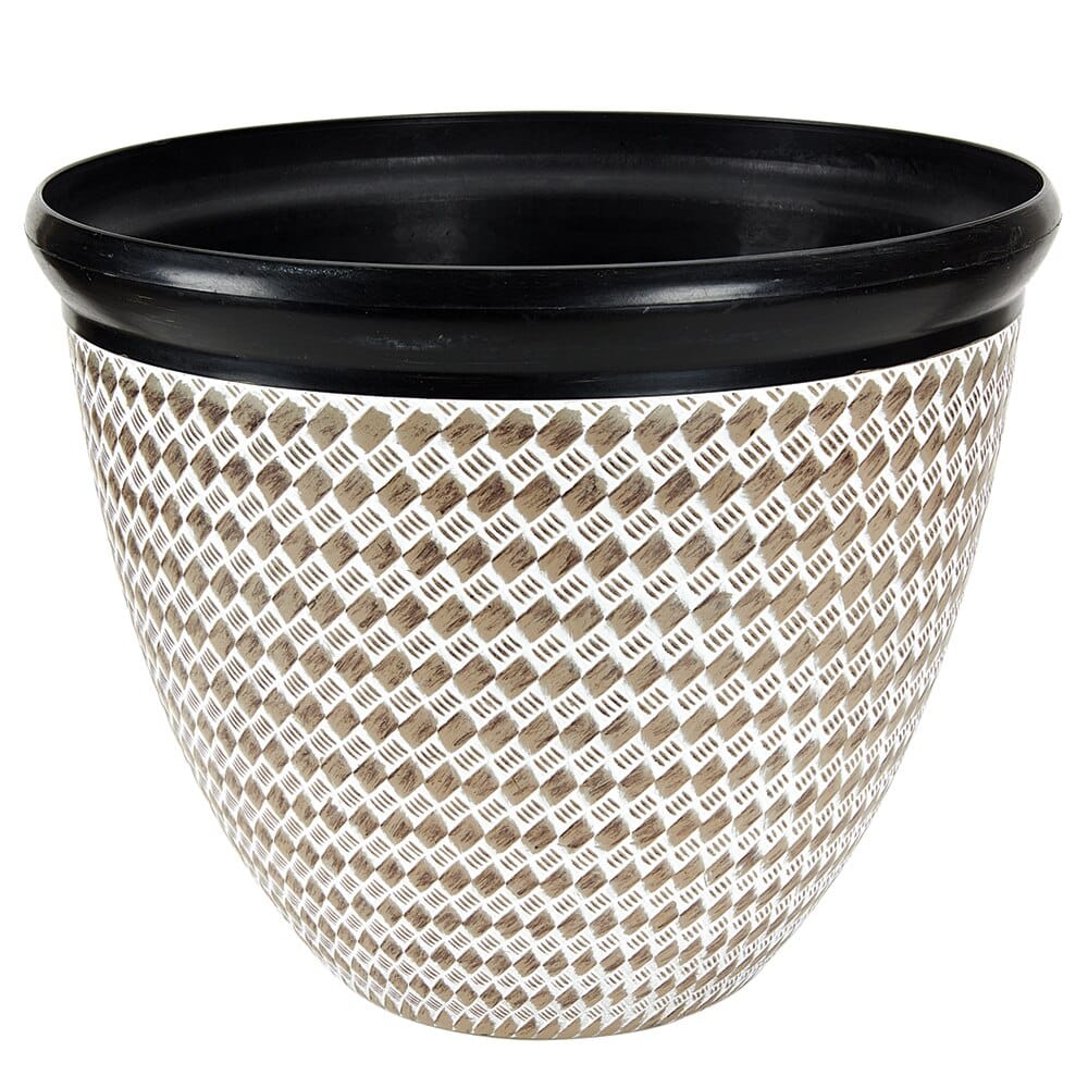 Basket Weave 14.25" Resin Planter