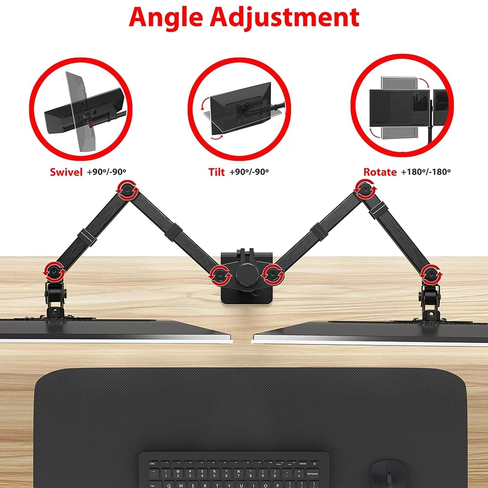SHW Fully Adjustable Dual Monitor Desk Mount