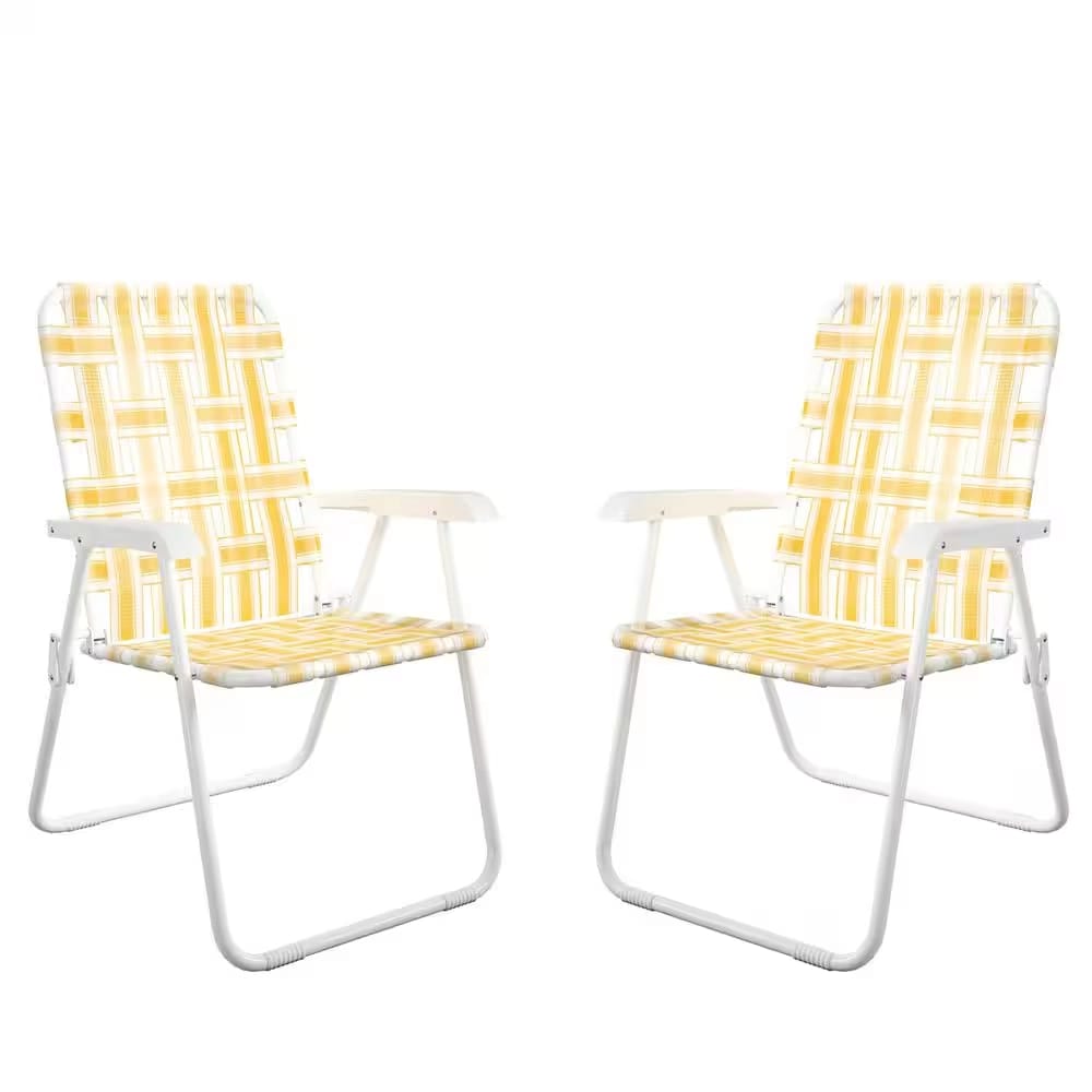 Novogratz Steel Folding Chairs, Yellow, 2 Pack