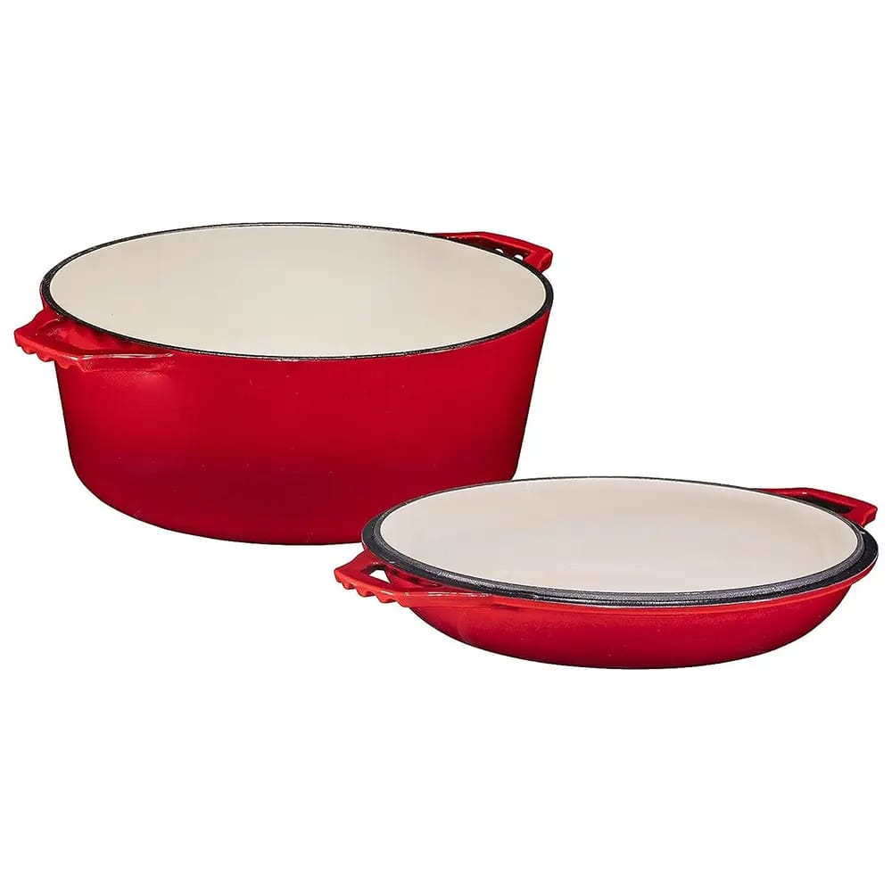 Bruntmor 7-Quart Enameled Cast Iron Dutch Oven, Red