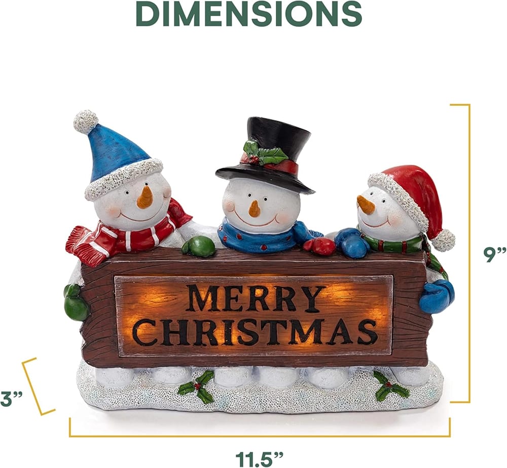 VP Home Christmas Snowman Lighted Resin Figurines