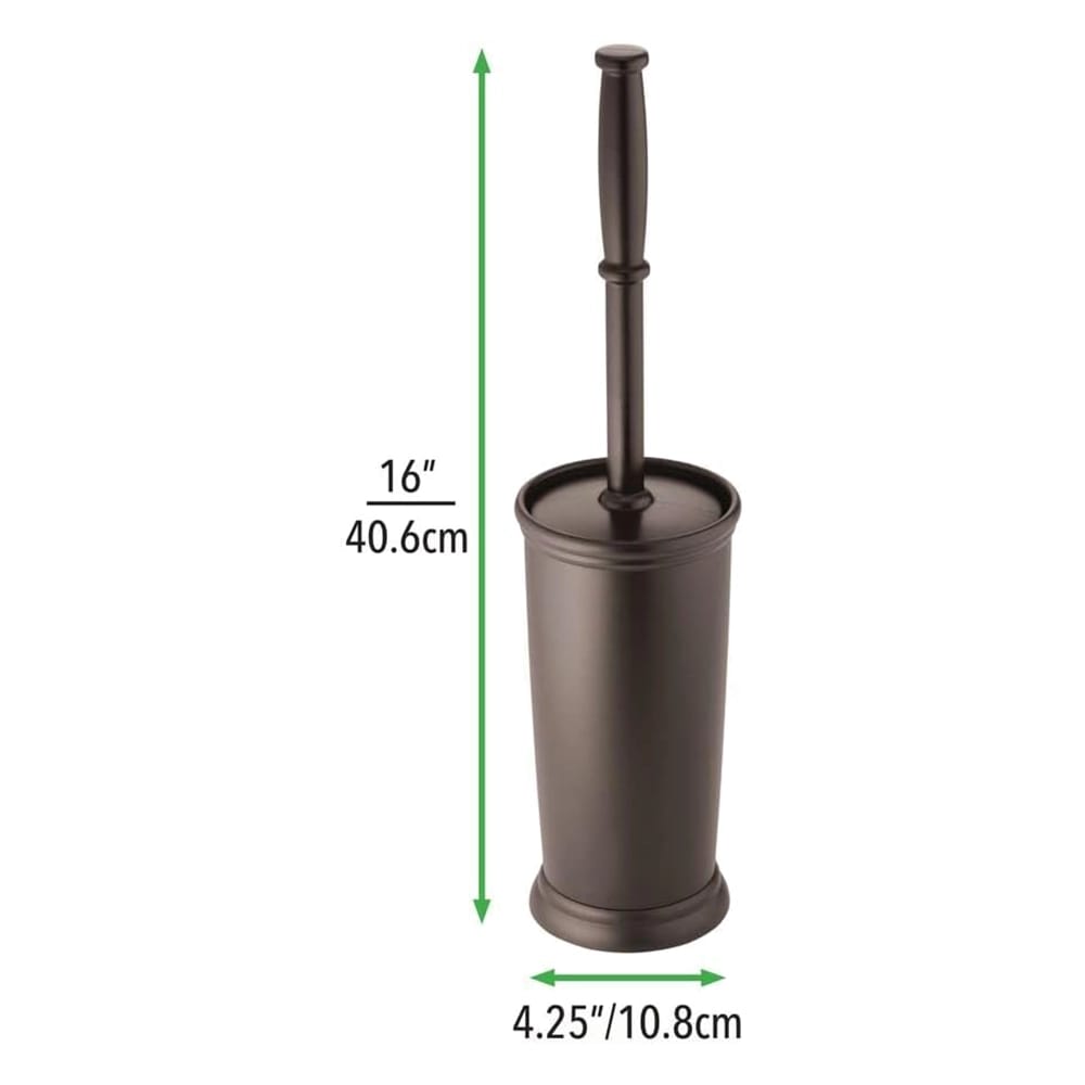mDesign Plastic Toilet Brush and Trash Can, Dark Brown
