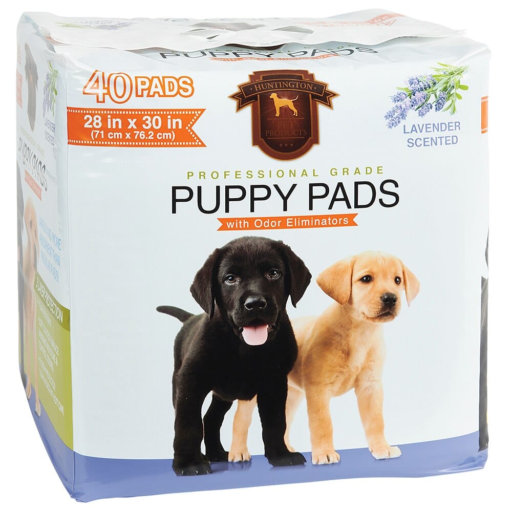 Huntington Pet Products Professional Grade 28"x30" Lavender Scented Puppy Pads with Odor Eliminators, 40 Count