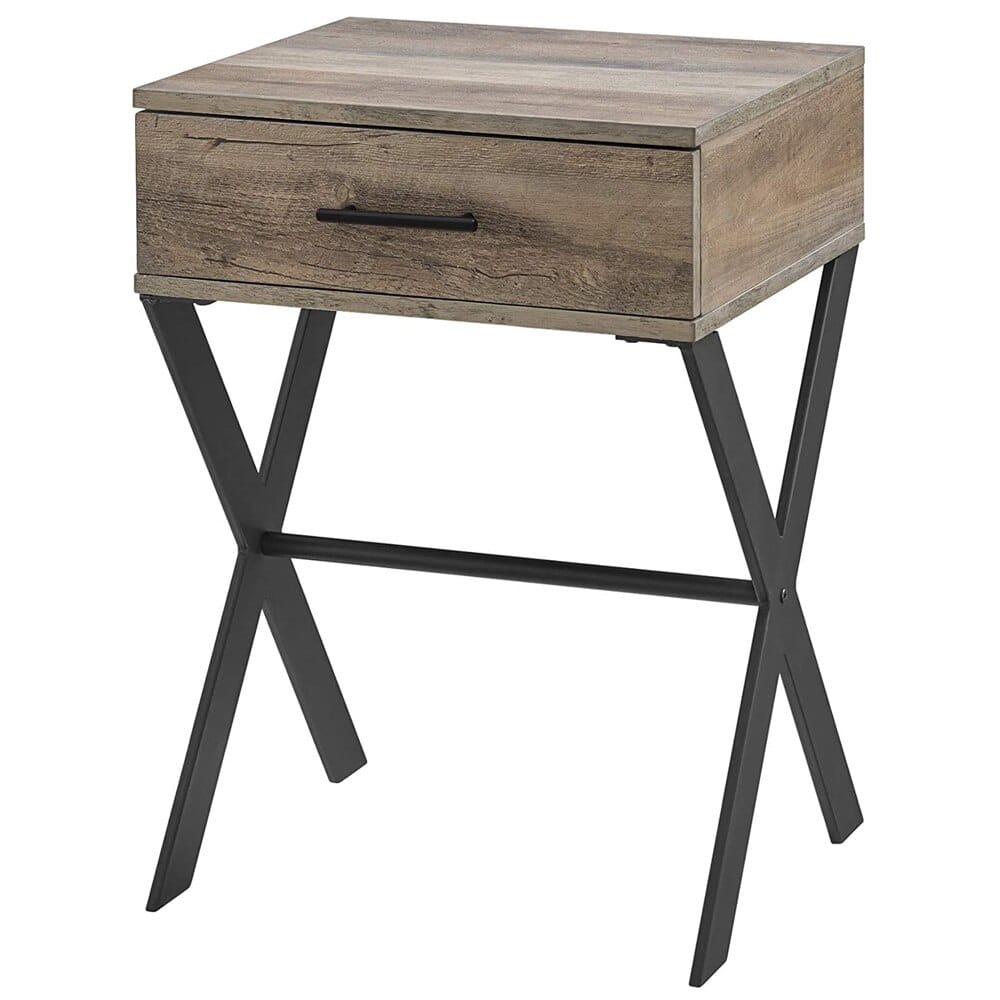 Walker Edison X-Leg Side Table, Gray Wash