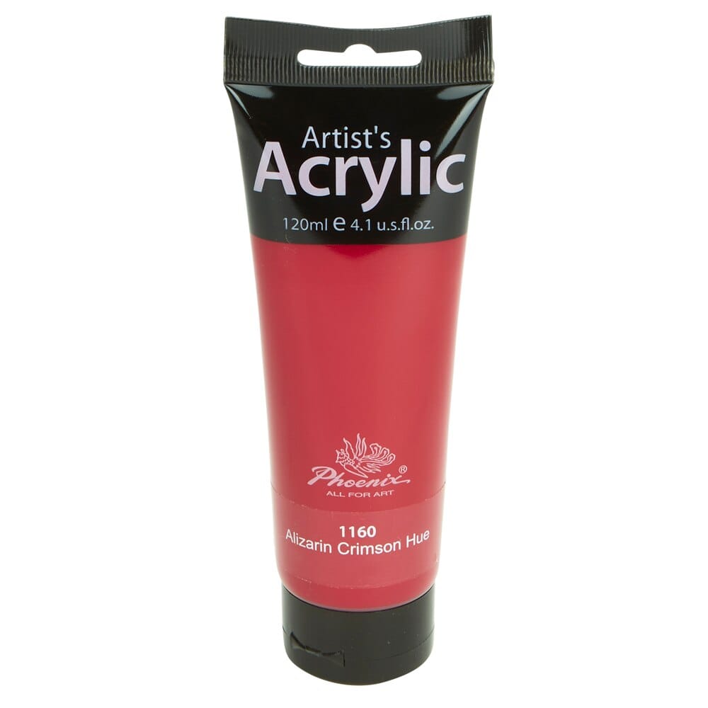 Phoenix Artist's Acrylic Paint, Alizarin Crimson Hue, 120 ml