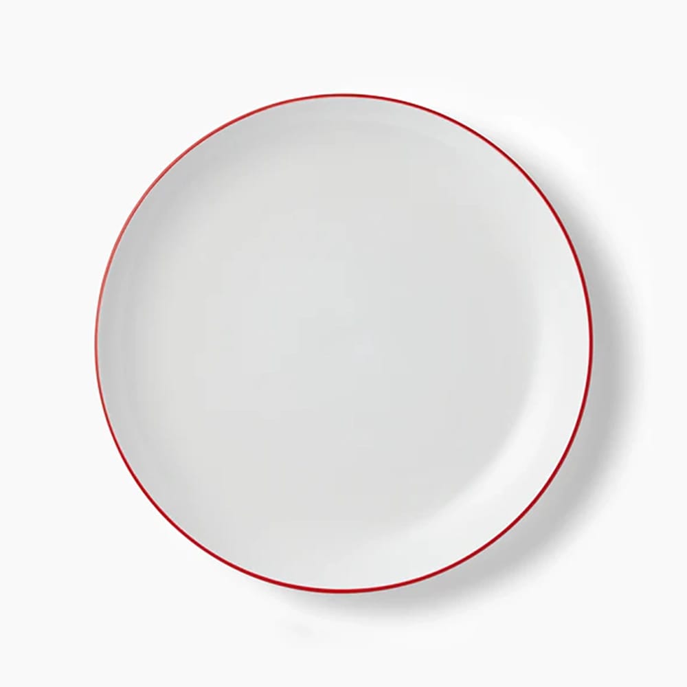 Leeway Big Plate, Red Stripe, Set of 4