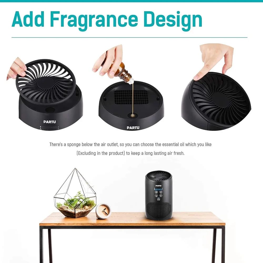 Partu HEPA Air Purifier with Fragrance Sponge, Black, 2 Pack