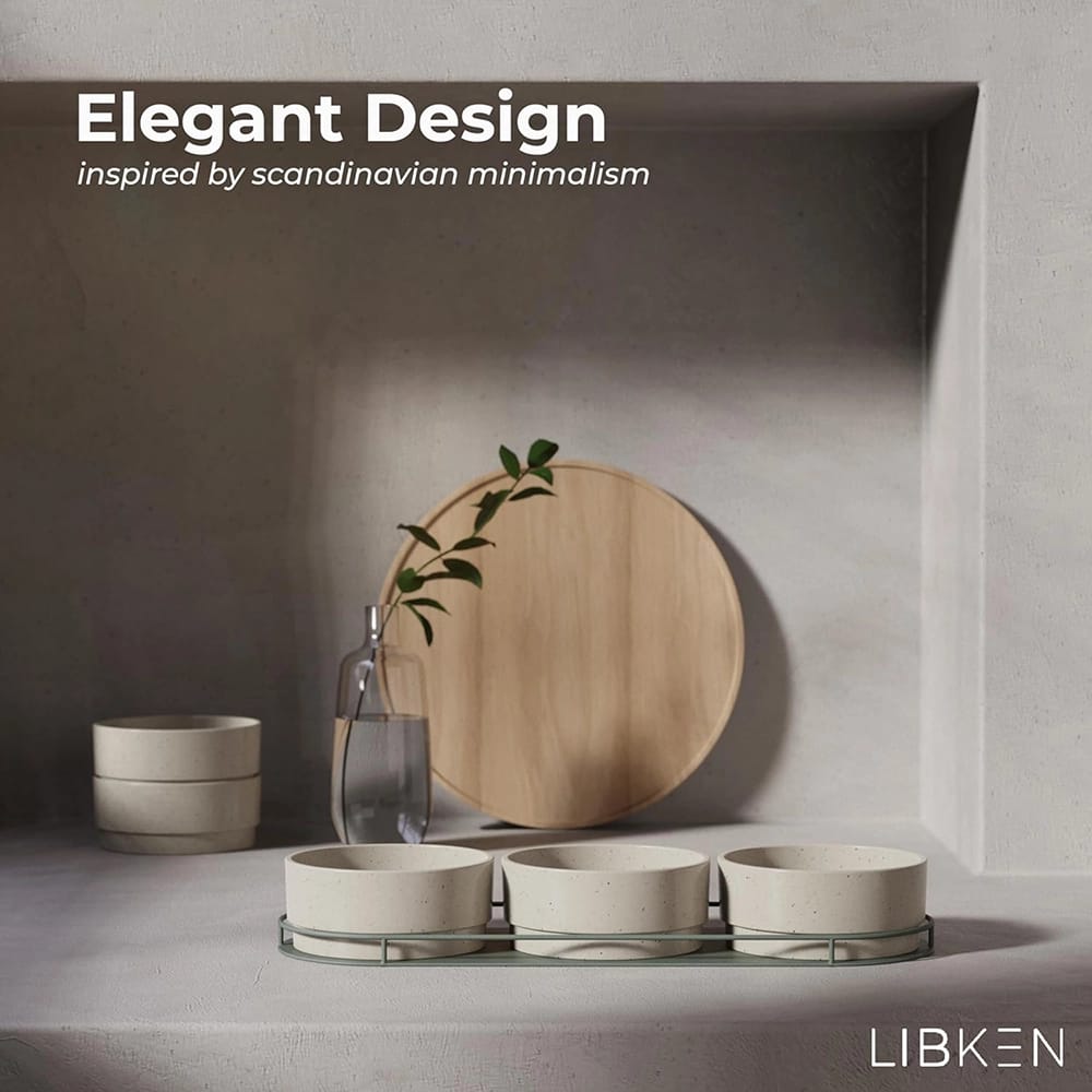 Libken Ceramic Dip Serving Tray, Green/Beige