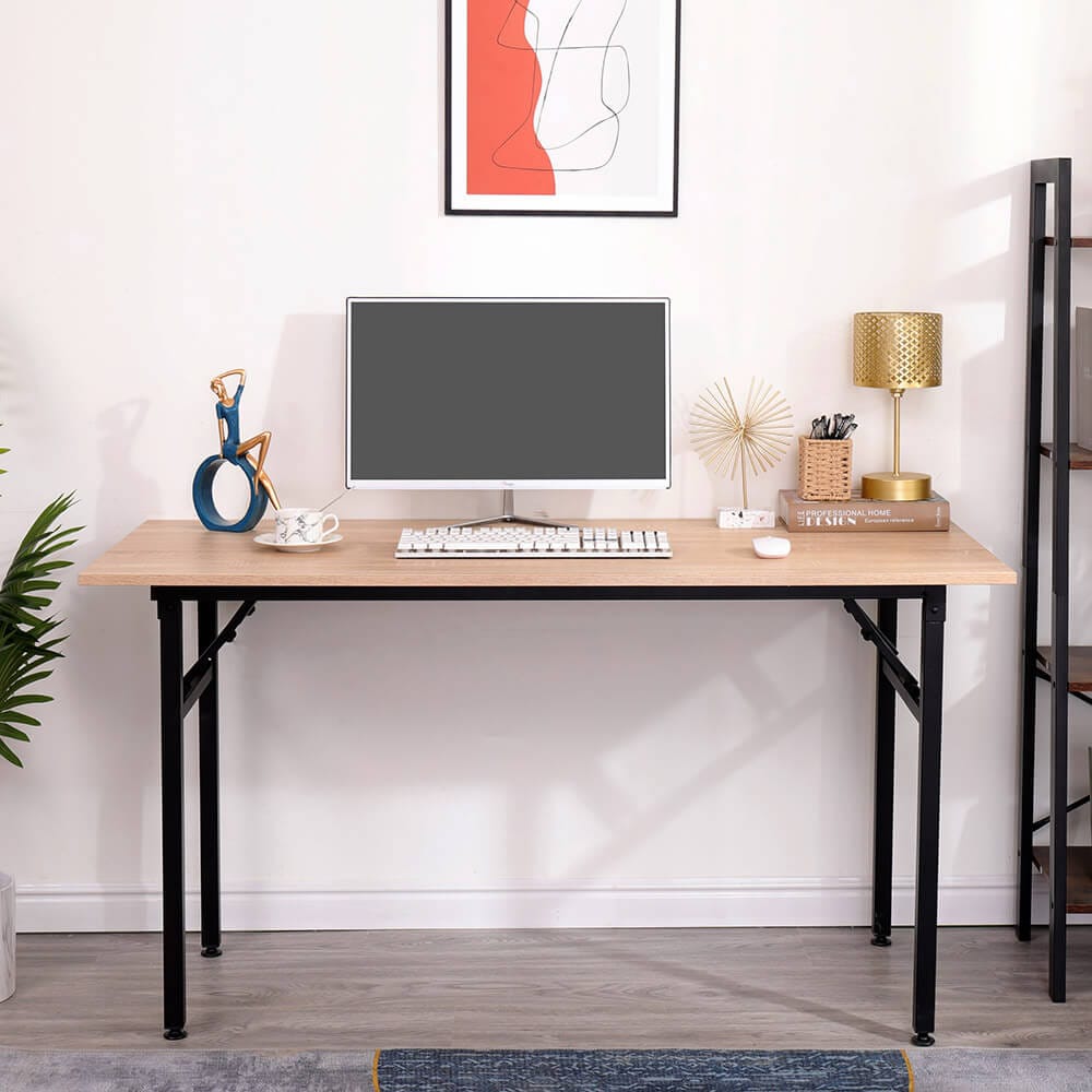 55" Foldable Desk, Natural/Black