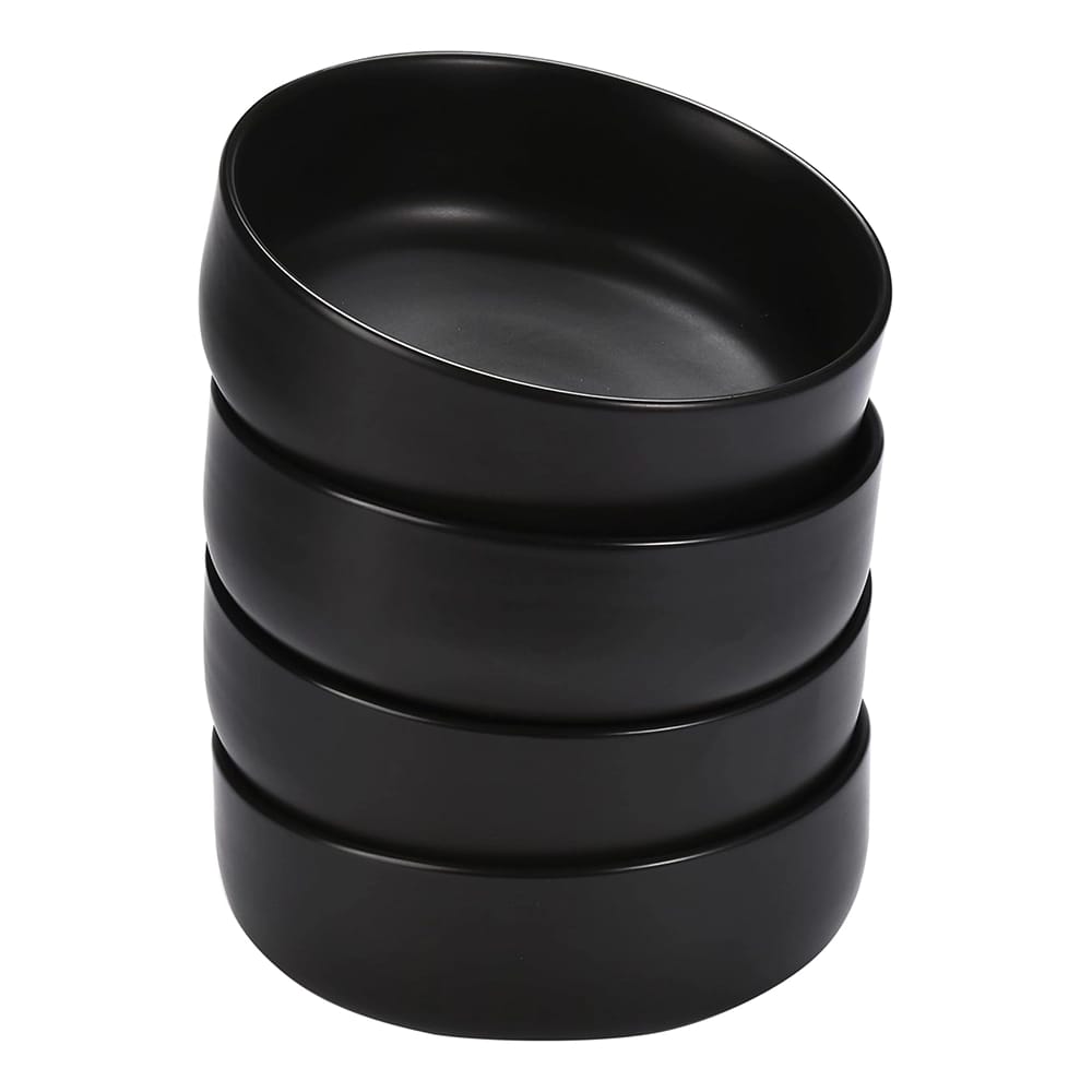 Bruntmor Large Ceramic Bowls, Black, Set of 4