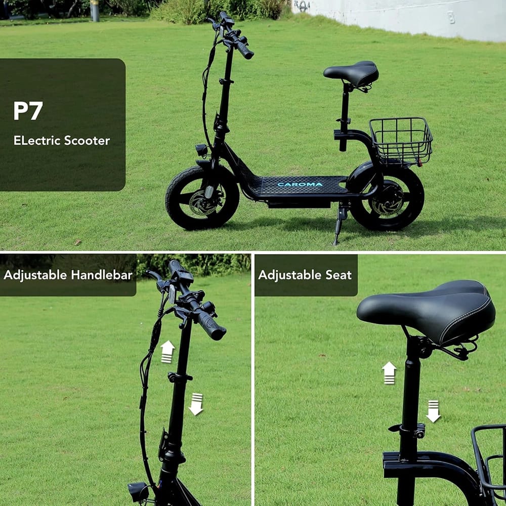 Caroma Electric Scooter with Seat, Black