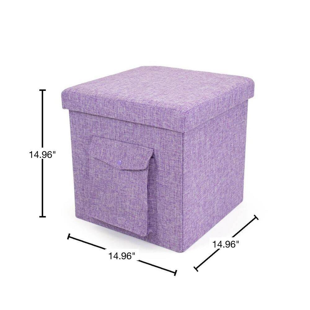 Humble Crew Folding Storage Ottoman Cube, Purple